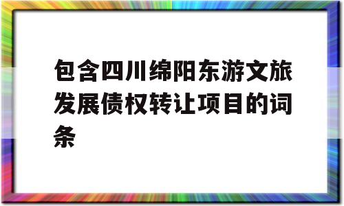 包含四川绵阳东游文旅发展债权转让项目的词条