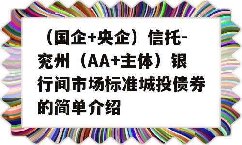 （国企+央企）信托-兖州（AA+主体）银行间市场标准城投债券的简单介绍