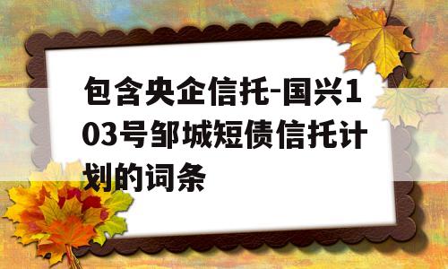 包含央企信托-国兴103号邹城短债信托计划的词条