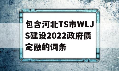 包含河北TS市WLJS建设2022政府债定融的词条