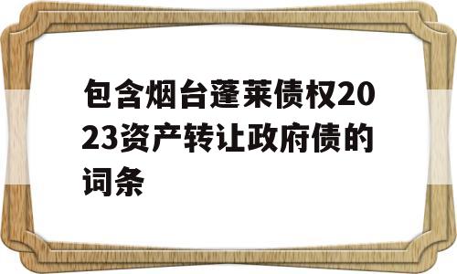 包含烟台蓬莱债权2023资产转让政府债的词条