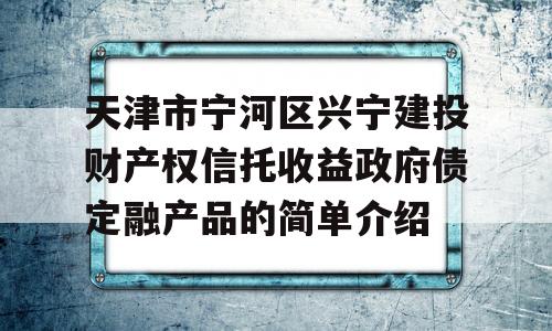 天津市宁河区兴宁建投财产权信托收益政府债定融产品的简单介绍