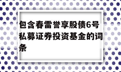 包含春雷誉享股债6号私募证券投资基金的词条