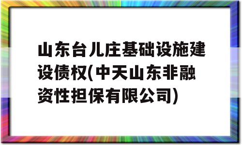 山东台儿庄基础设施建设债权(中天山东非融资性担保有限公司)