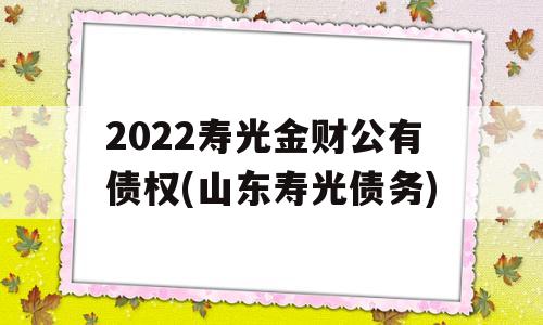 2022寿光金财公有债权(山东寿光债务)