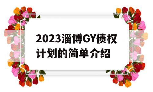 2023淄博GY债权计划的简单介绍