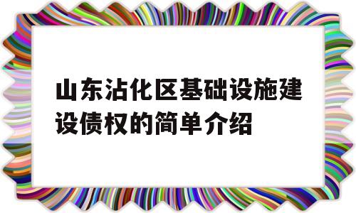 山东沾化区基础设施建设债权的简单介绍