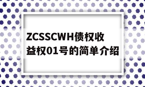 ZCSSCWH债权收益权01号的简单介绍