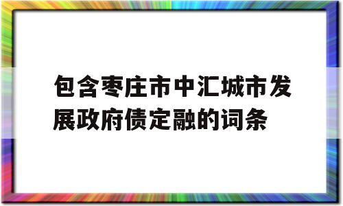 包含枣庄市中汇城市发展政府债定融的词条