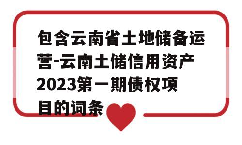 包含云南省土地储备运营-云南土储信用资产2023第一期债权项目的词条