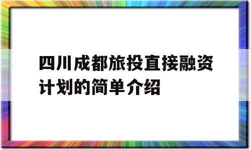 四川成都旅投直接融资计划的简单介绍