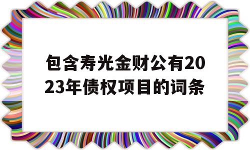 包含寿光金财公有2023年债权项目的词条