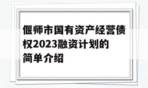 偃师市国有资产经营债权2023融资计划的简单介绍