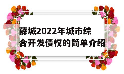 薛城2022年城市综合开发债权的简单介绍