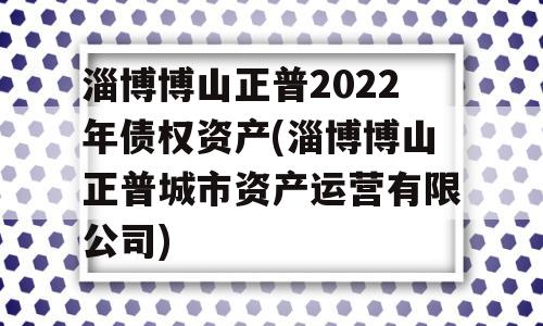 淄博博山正普2022年债权资产(淄博博山正普城市资产运营有限公司)