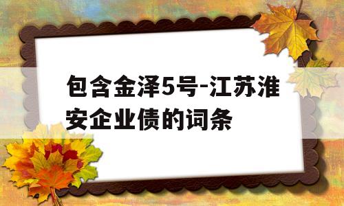 包含金泽5号-江苏淮安企业债的词条