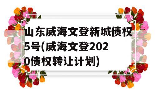 山东威海文登新城债权5号(威海文登2020债权转让计划)