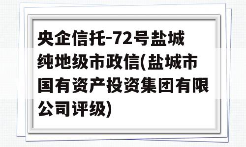 央企信托-72号盐城纯地级市政信(盐城市国有资产投资集团有限公司评级)