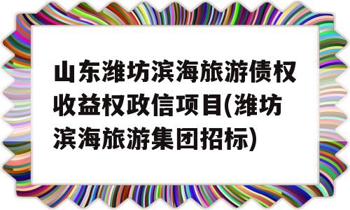 山东潍坊滨海旅游债权收益权政信项目(潍坊滨海旅游集团招标)