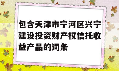 包含天津市宁河区兴宁建设投资财产权信托收益产品的词条