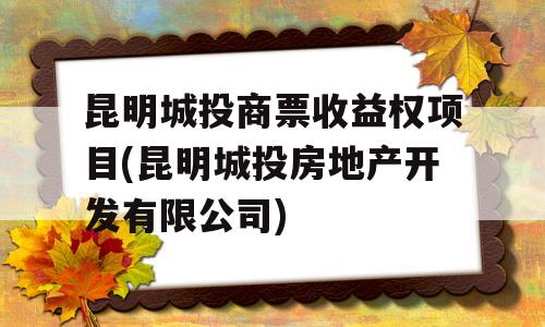 昆明城投商票收益权项目(昆明城投房地产开发有限公司)