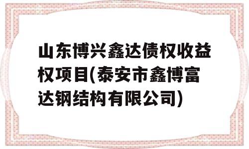 山东博兴鑫达债权收益权项目(泰安市鑫博富达钢结构有限公司)