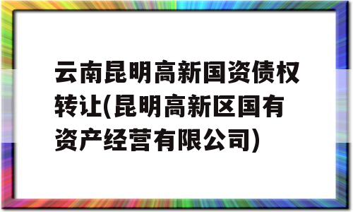 云南昆明高新国资债权转让(昆明高新区国有资产经营有限公司)