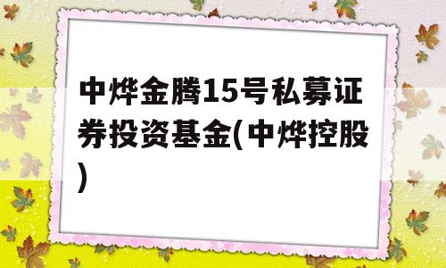 中烨金腾15号私募证券投资基金(中烨控股)