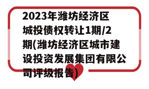 2023年潍坊经济区城投债权转让1期/2期(潍坊经济区城市建设投资发展集团有限公司评级报告)