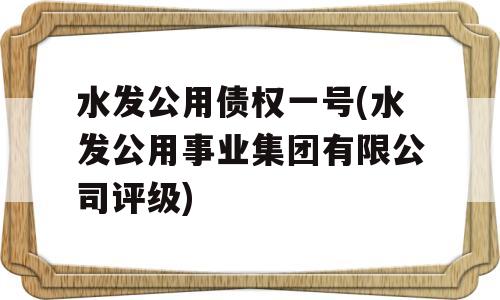 水发公用债权一号(水发公用事业集团有限公司评级)