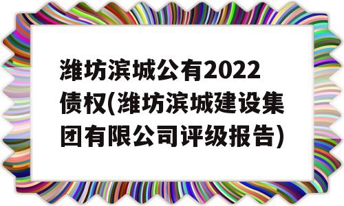 潍坊滨城公有2022债权(潍坊滨城建设集团有限公司评级报告)