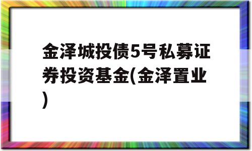 金泽城投债5号私募证券投资基金(金泽置业)