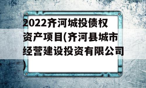 2022齐河城投债权资产项目(齐河县城市经营建设投资有限公司)