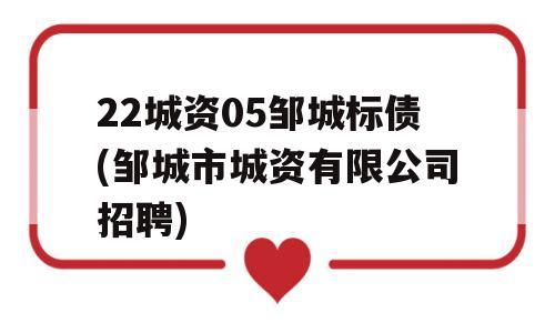 22城资05邹城标债(邹城市城资有限公司招聘)