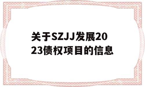 关于SZJJ发展2023债权项目的信息