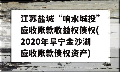 江苏盐城“响水城投”应收账款收益权债权(2020年阜宁金沙湖应收账款债权资产)