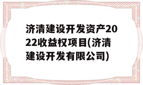 济清建设开发资产2022收益权项目(济清建设开发有限公司)