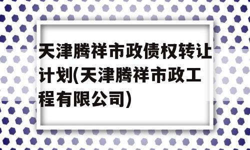 天津腾祥市政债权转让计划(天津腾祥市政工程有限公司)