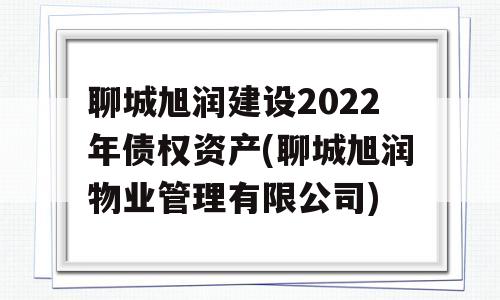 聊城旭润建设2022年债权资产(聊城旭润物业管理有限公司)