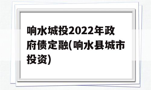 响水城投2022年政府债定融(响水县城市投资)