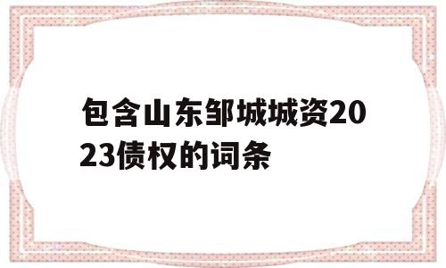 包含山东邹城城资2023债权的词条