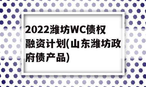 2022潍坊WC债权融资计划(山东潍坊政府债产品)