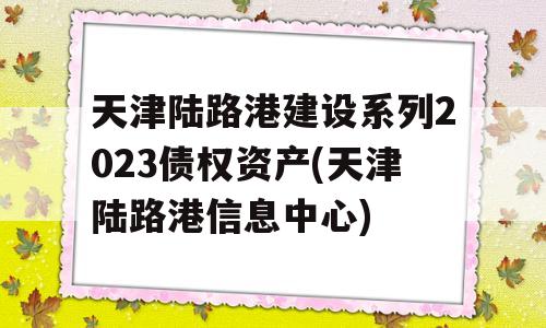 天津陆路港建设系列2023债权资产(天津陆路港信息中心)