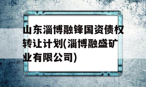 山东淄博融锋国资债权转让计划(淄博融盛矿业有限公司)