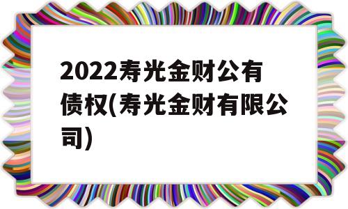 2022寿光金财公有债权(寿光金财有限公司)