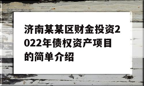 济南某某区财金投资2022年债权资产项目的简单介绍