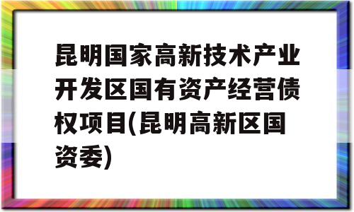 昆明国家高新技术产业开发区国有资产经营债权项目(昆明高新区国资委)