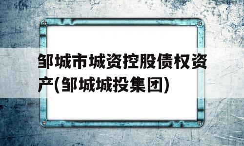 邹城市城资控股债权资产(邹城城投集团)