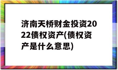 济南天桥财金投资2022债权资产(债权资产是什么意思)