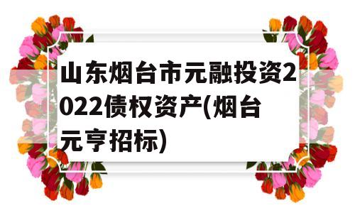 山东烟台市元融投资2022债权资产(烟台元亨招标)